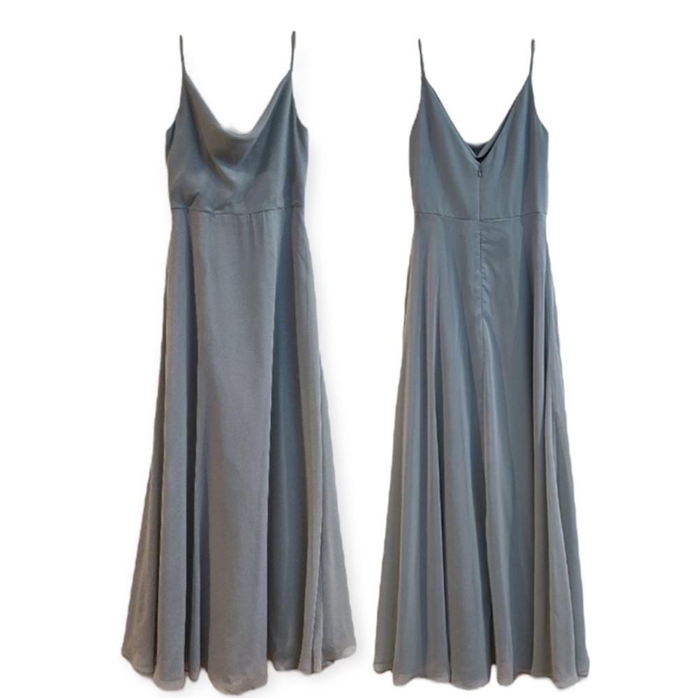 Jenny Yoo Mint Green Polyester Scoop Neck Designer Bridesmaids Formal Maxi Dress